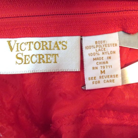 Victorias Secret Gold Label Red Satin Brocade Teddy One Piece M Valentines Bows - Picture 12 of 13